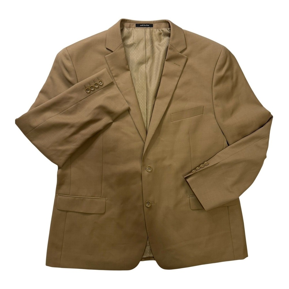 Mantoni Mens Tan Khaki 100% Virgin Wool Blazer Sport Coat Super Fine 2 Button 46